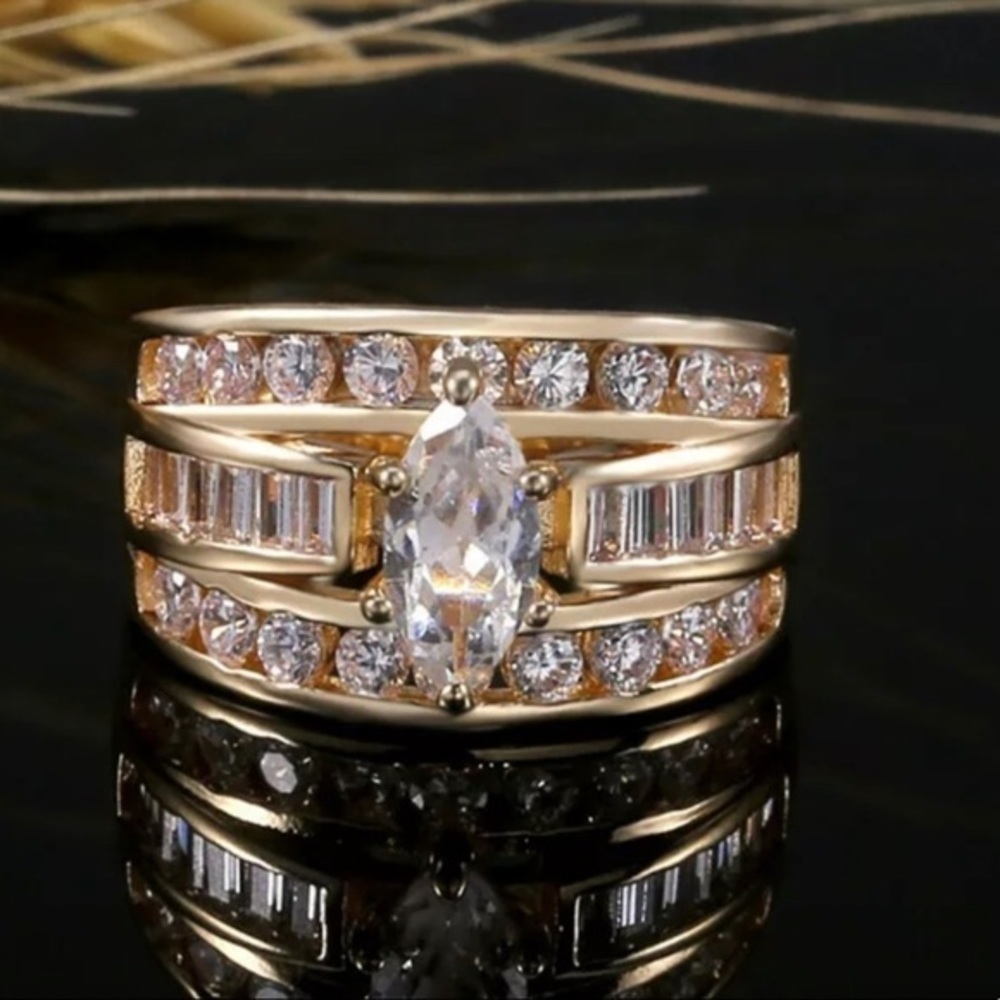 YELLOWGOLD BRIDAL WEDDING RING - Picture 12 of 13